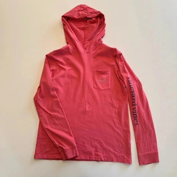 Vineyard Vines- Coral- Long Sleeve Hooded Tee- Girls Large- 16 - Picture 1 of 10